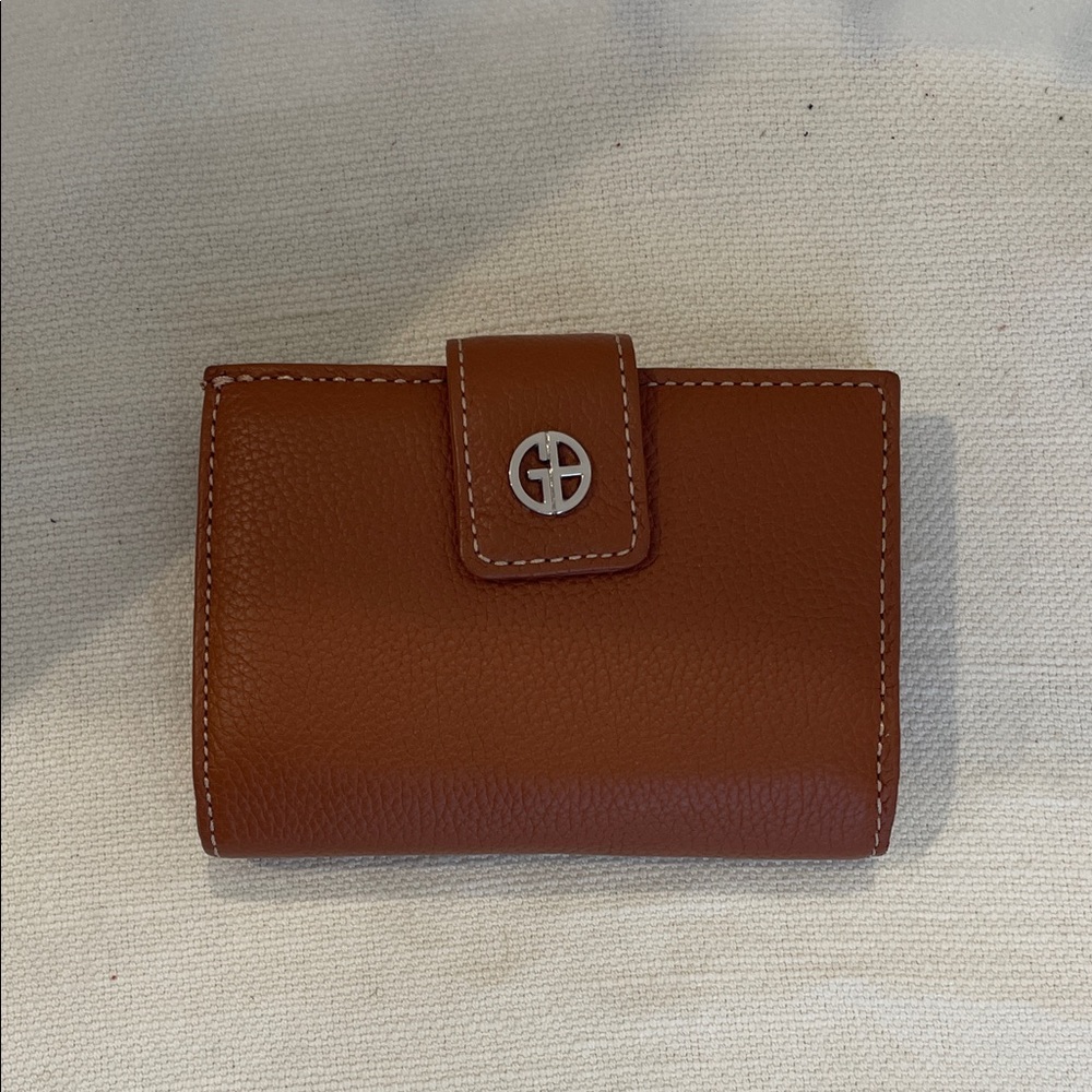 Giani bernini Brown Leather Wallet with Silver Logo Snap